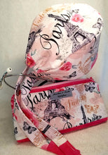 Load image into Gallery viewer, Paris Rose Scrub Cap &amp; Stethoscope Case Set
