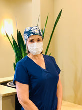 Load image into Gallery viewer, Navy Daisy Scrub Cap
